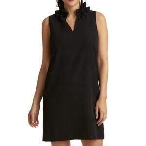 Vineyard Vines Shift Dress Sleeveless‎ Ruffled V Neck Women's Size 4 Black